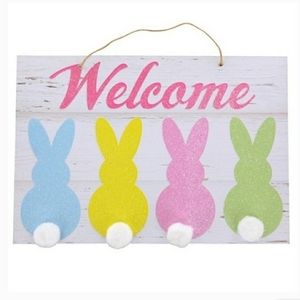 Welcome Wall Sign with Bunnies NWT Easter